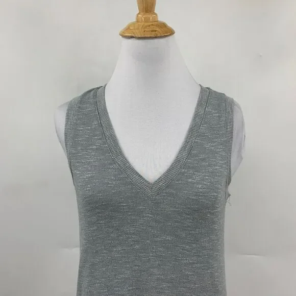 Paige Dress Womens XS Extra Small Gray Heather Sage Midi Tank Side Slits V Neck - Picture 3 of 15
